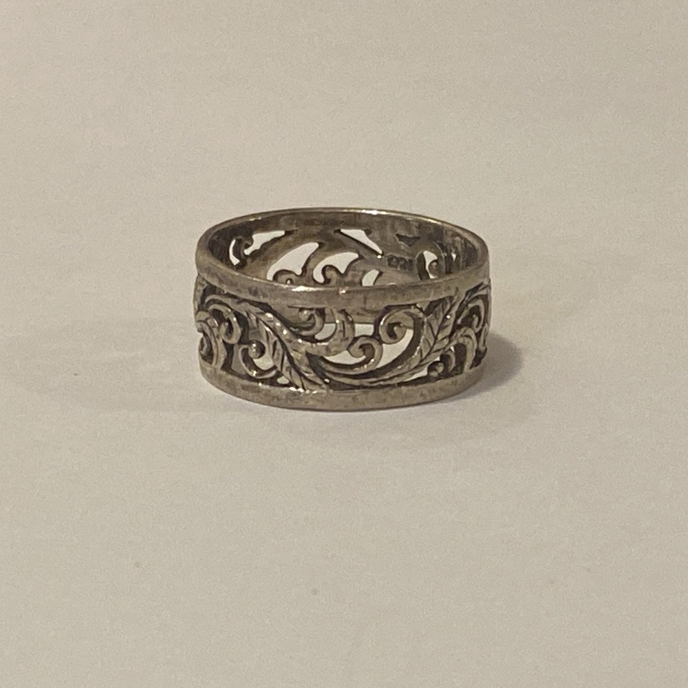 Sterling Silver Scrollwork Vine Leaf Band Ring St… - image 5